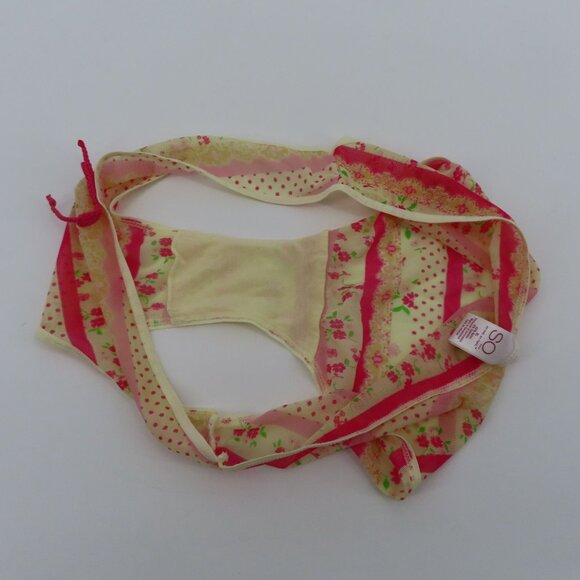 SO Juniors Extra Large XL Panty Floral Flower Pink Yellow Sheer Mesh Bow Accent - Picture 8 of 11